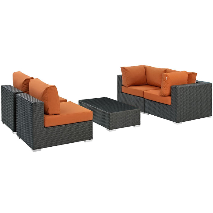 Sojourn 5 Piece Outdoor Patio Sunbrella� Sectional Set