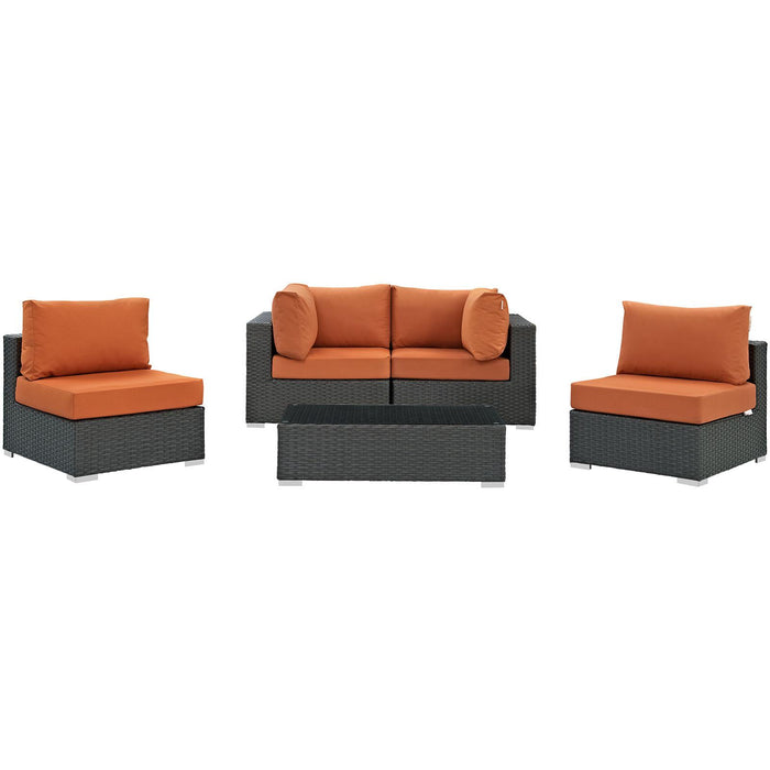 Sojourn 5 Piece Outdoor Patio Sunbrella� Sectional Set