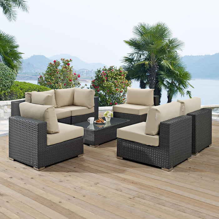 Sojourn 7 Piece Outdoor Patio Sunbrella� Sectional Set