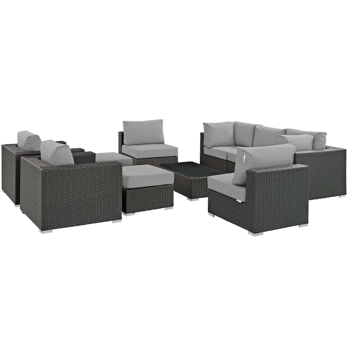 Sojourn 10 Piece Outdoor Patio Sunbrella� Sectional Set