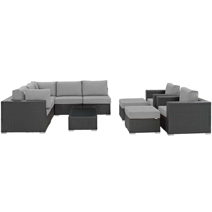 Sojourn 10 Piece Outdoor Patio Sunbrella� Sectional Set