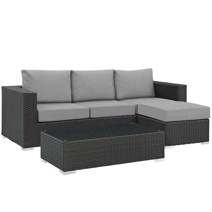 Sojourn 3 Piece Outdoor Patio Sunbrella� Sectional Set