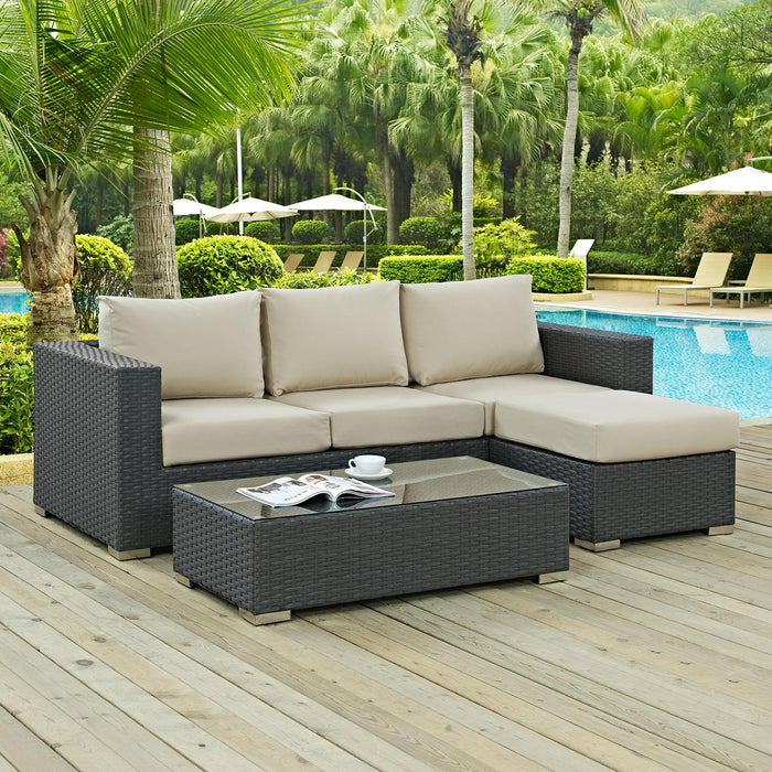 Sojourn 3 Piece Outdoor Patio Sunbrella� Sectional Set