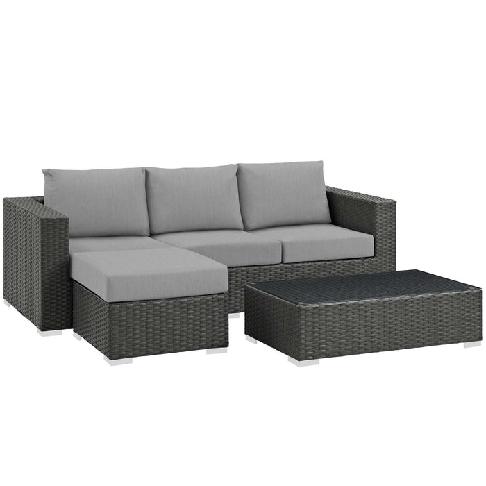 Sojourn 3 Piece Outdoor Patio Sunbrella� Sectional Set