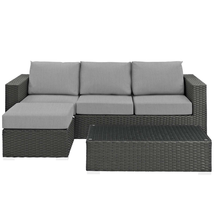 Sojourn 3 Piece Outdoor Patio Sunbrella� Sectional Set