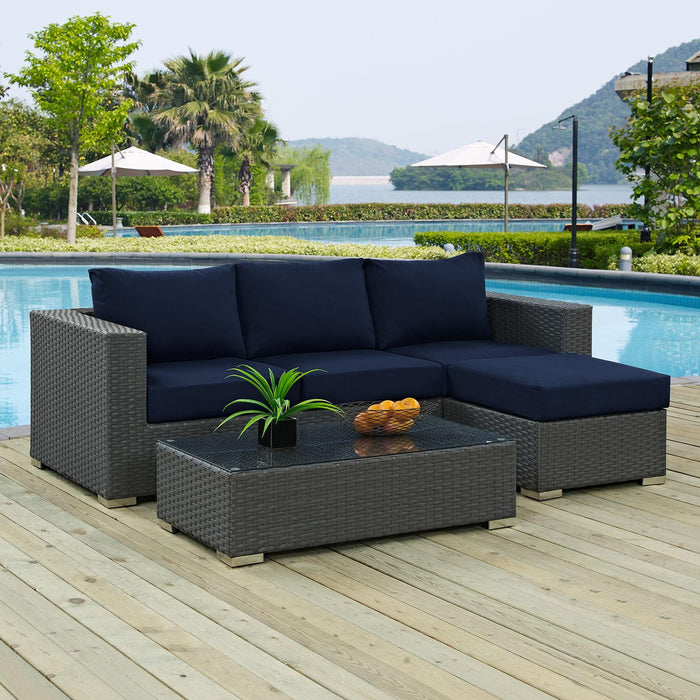 Sojourn 3 Piece Outdoor Patio Sunbrella� Sectional Set