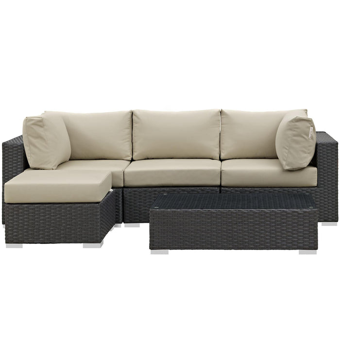 Sojourn 5 Piece Outdoor Patio Sunbrella� Sectional Set