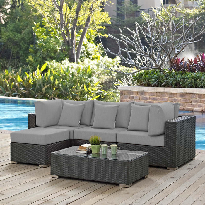 Sojourn 5 Piece Outdoor Patio Sunbrella� Sectional Set