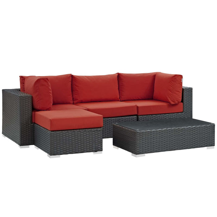 Sojourn 5 Piece Outdoor Patio Sunbrella� Sectional Set