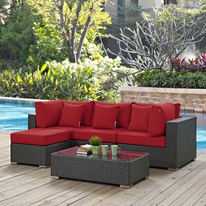 Sojourn 5 Piece Outdoor Patio Sunbrella� Sectional Set