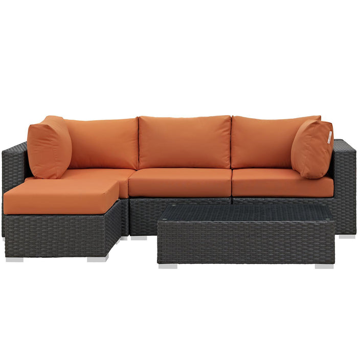 Sojourn 5 Piece Outdoor Patio Sunbrella� Sectional Set