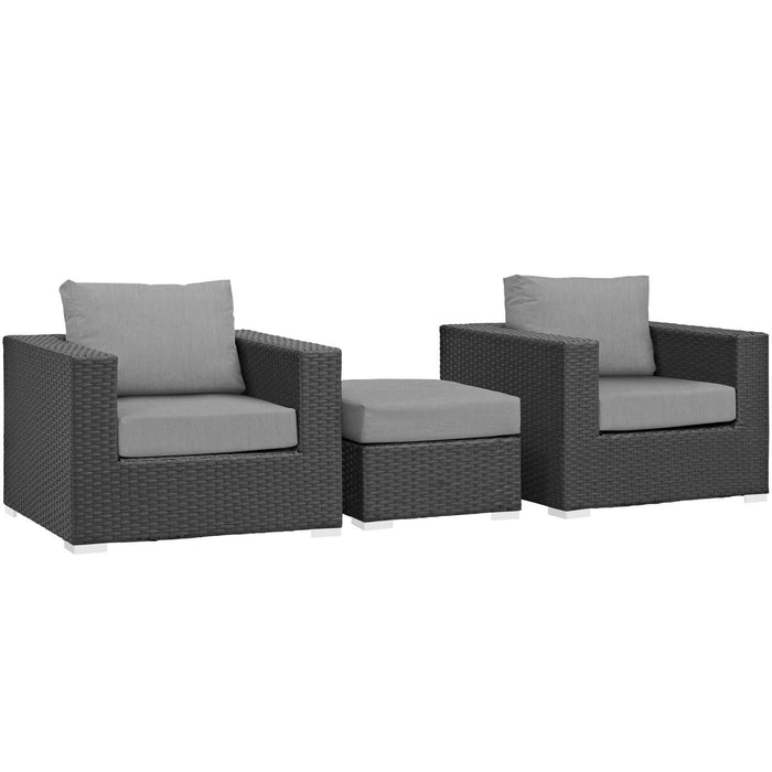 Sojourn 3 Piece Outdoor Patio Sunbrella� Sectional Set