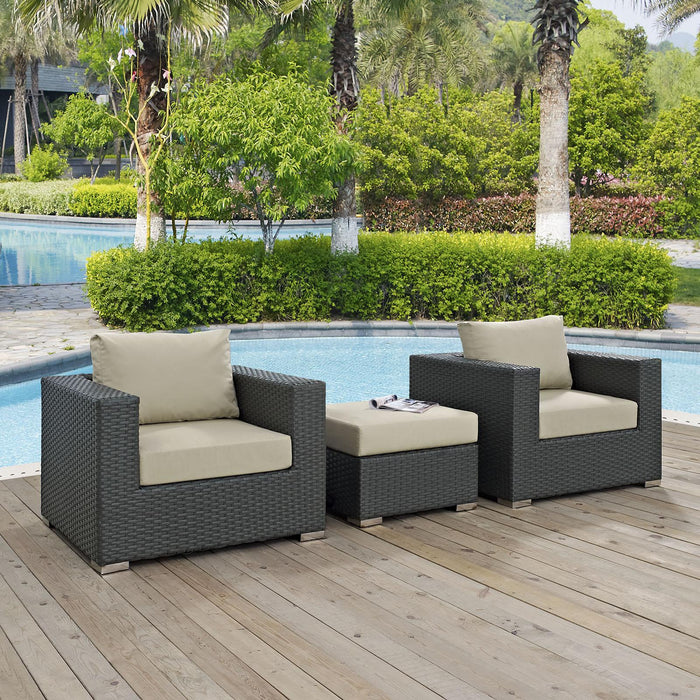 Sojourn 3 Piece Outdoor Patio Sunbrella� Sectional Set