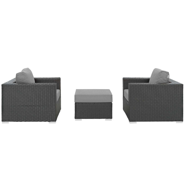 Sojourn 3 Piece Outdoor Patio Sunbrella� Sectional Set