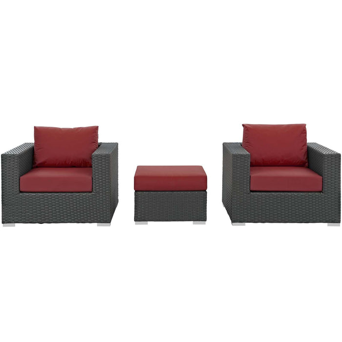 Sojourn 3 Piece Outdoor Patio Sunbrella� Sectional Set