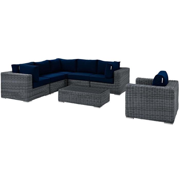 Summon 7 Piece Outdoor Patio Sunbrella� Sectional Set