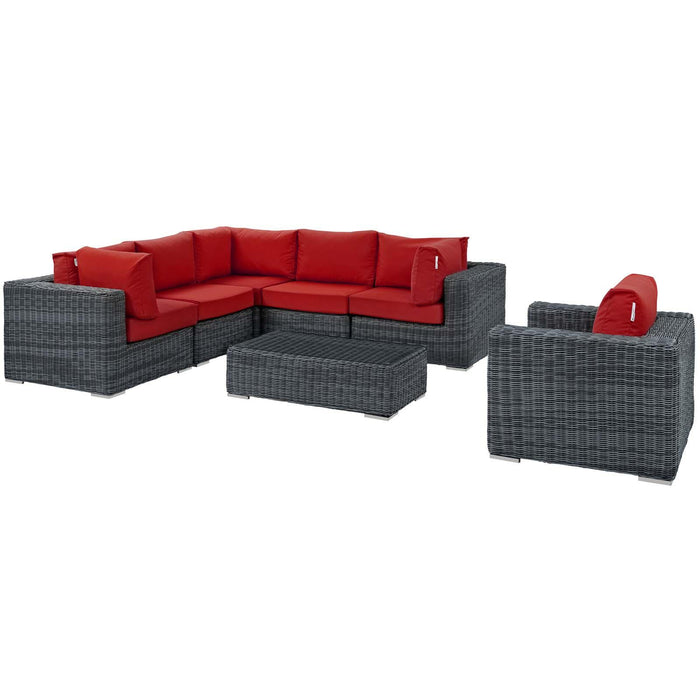 Summon 7 Piece Outdoor Patio Sunbrella� Sectional Set