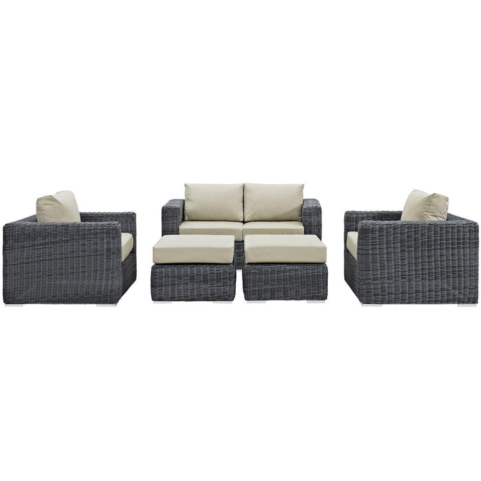 Summon 5 Piece Outdoor Patio Sunbrella� Sectional Set