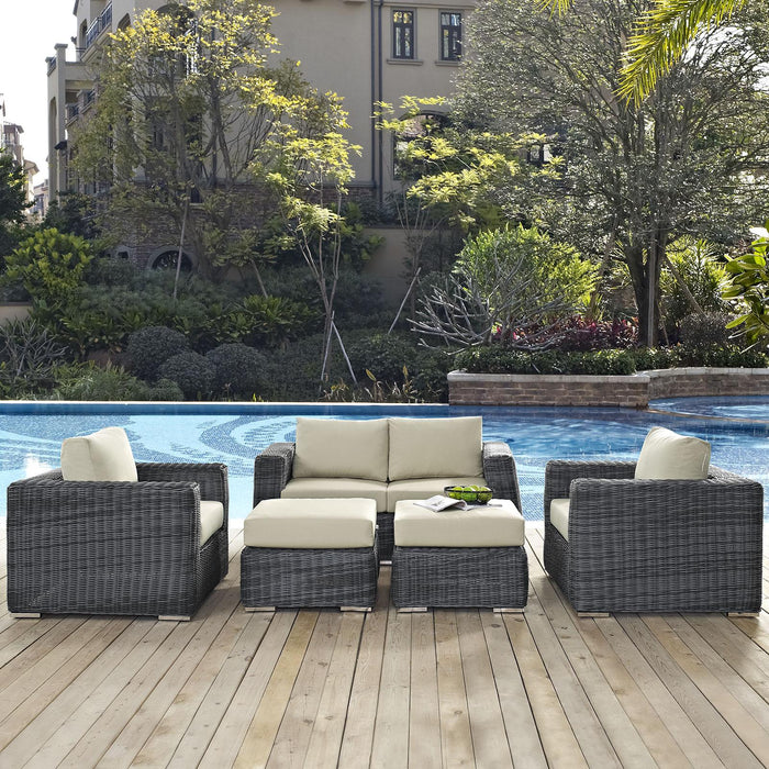 Summon 5 Piece Outdoor Patio Sunbrella� Sectional Set