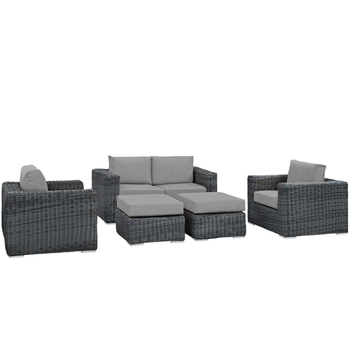 Summon 5 Piece Outdoor Patio Sunbrella� Sectional Set