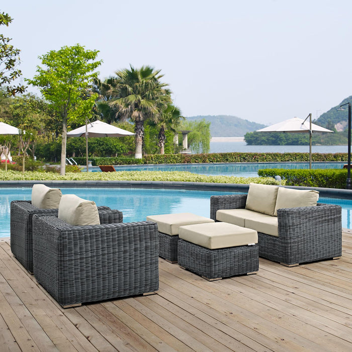 Summon 5 Piece Outdoor Patio Sunbrella� Sectional Set