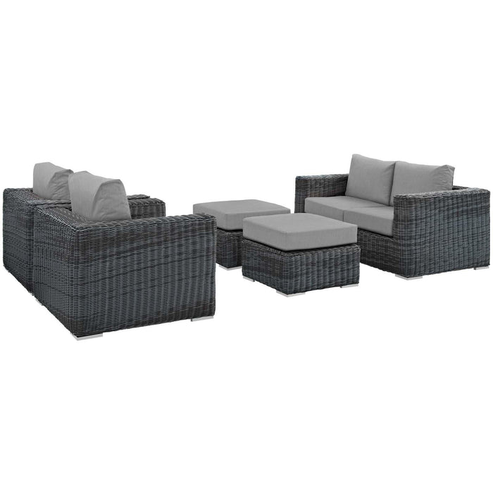 Summon 5 Piece Outdoor Patio Sunbrella� Sectional Set