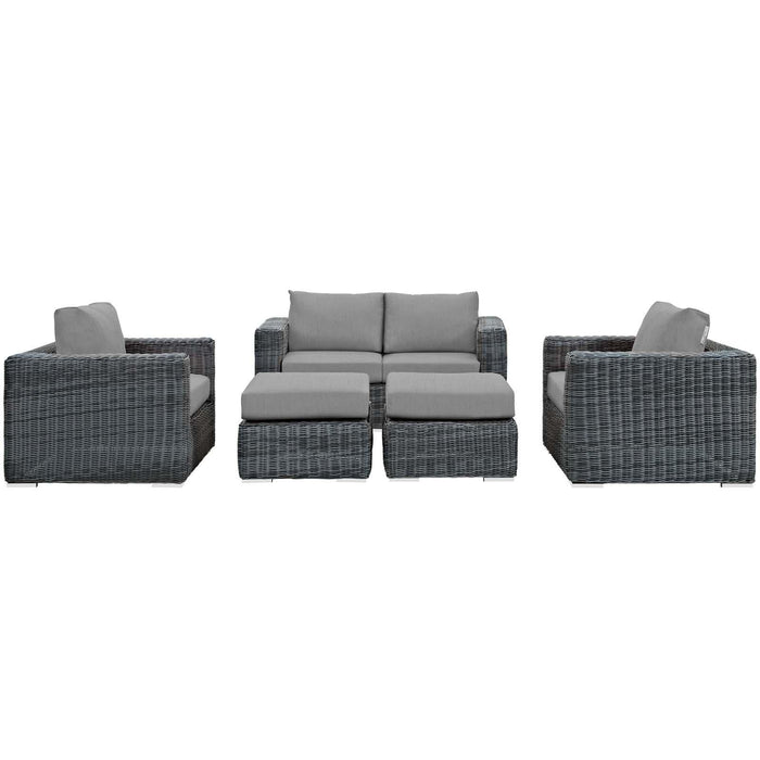 Summon 5 Piece Outdoor Patio Sunbrella� Sectional Set