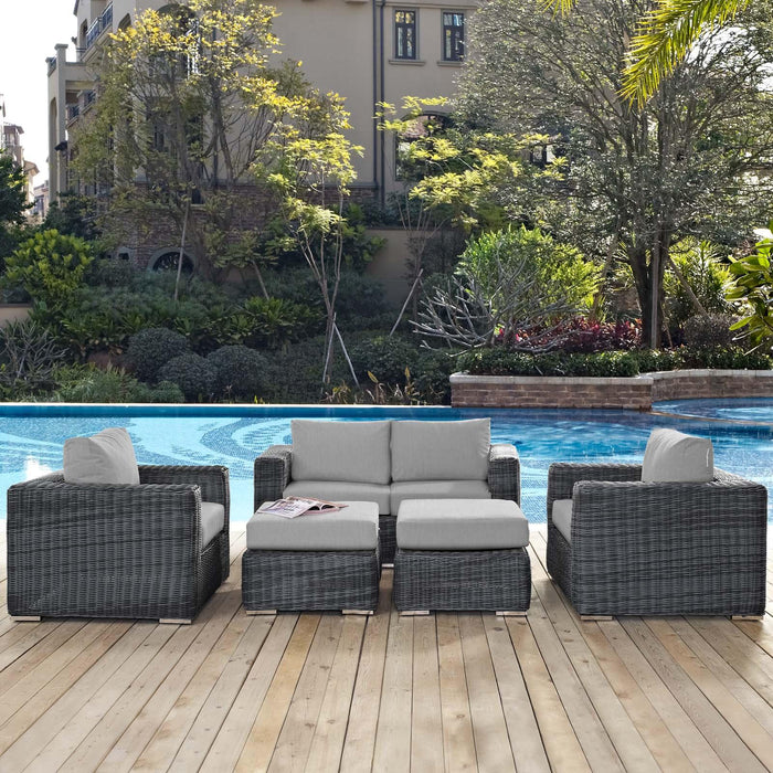 Summon 5 Piece Outdoor Patio Sunbrella� Sectional Set