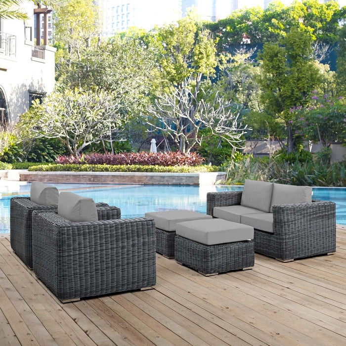 Summon 5 Piece Outdoor Patio Sunbrella� Sectional Set