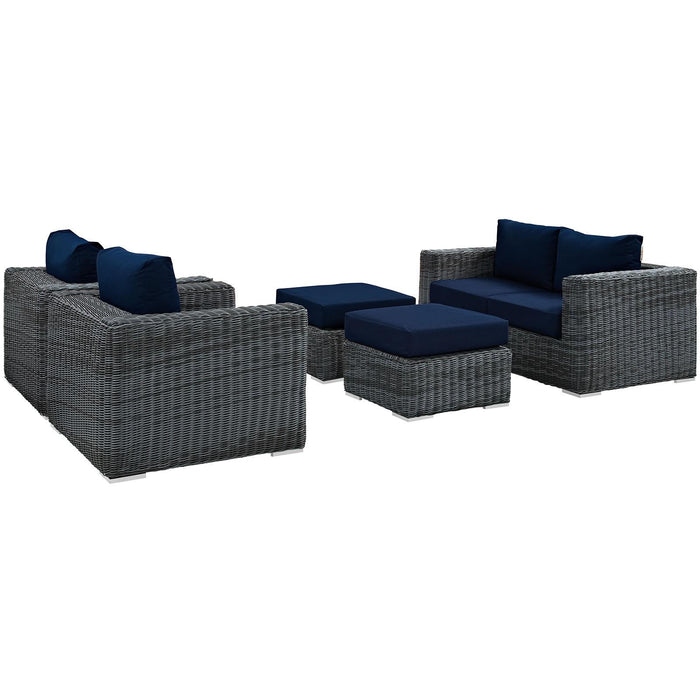 Summon 5 Piece Outdoor Patio Sunbrella� Sectional Set