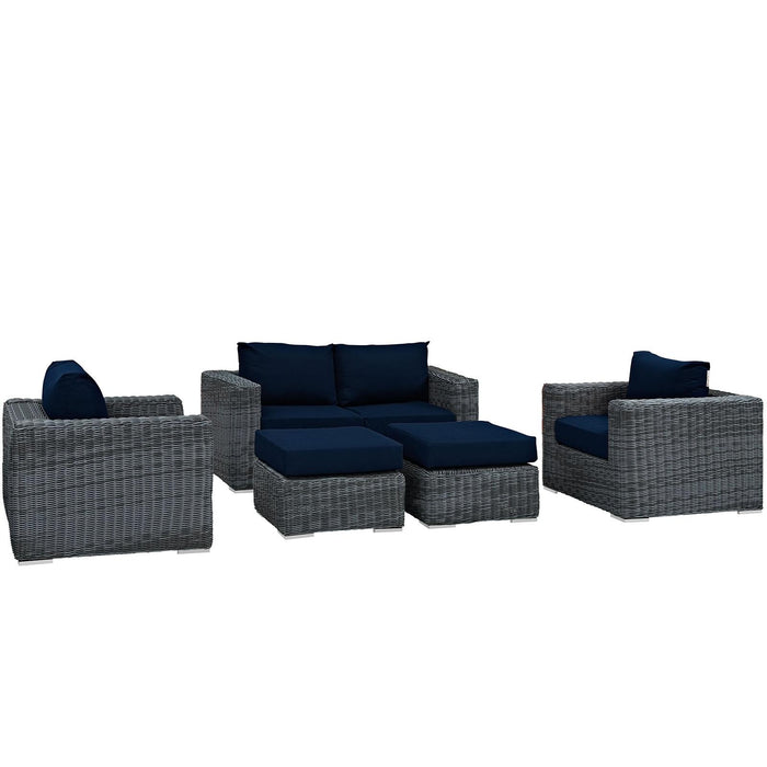 Summon 5 Piece Outdoor Patio Sunbrella� Sectional Set