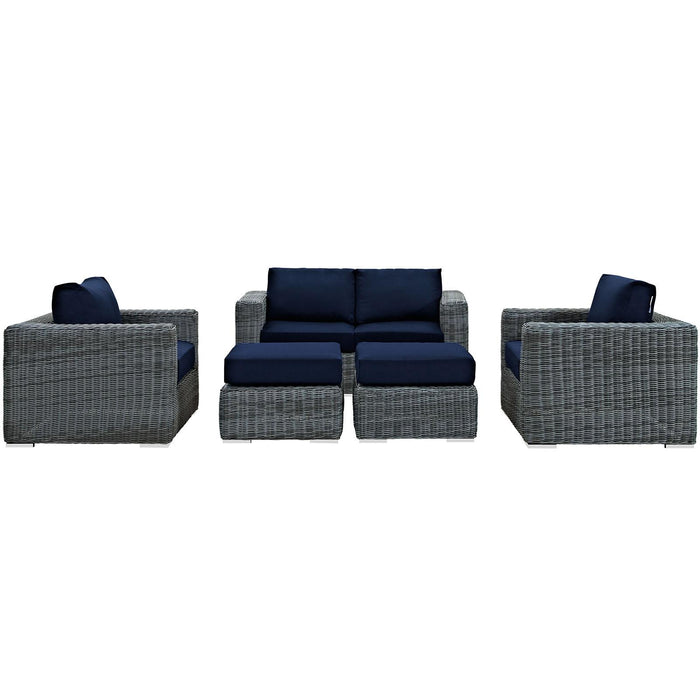 Summon 5 Piece Outdoor Patio Sunbrella� Sectional Set