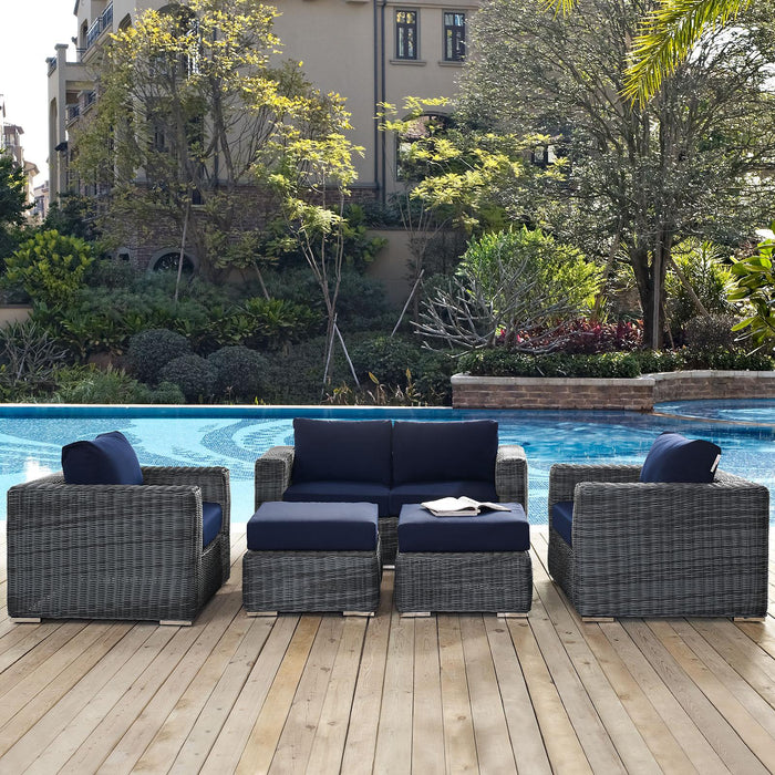 Summon 5 Piece Outdoor Patio Sunbrella� Sectional Set