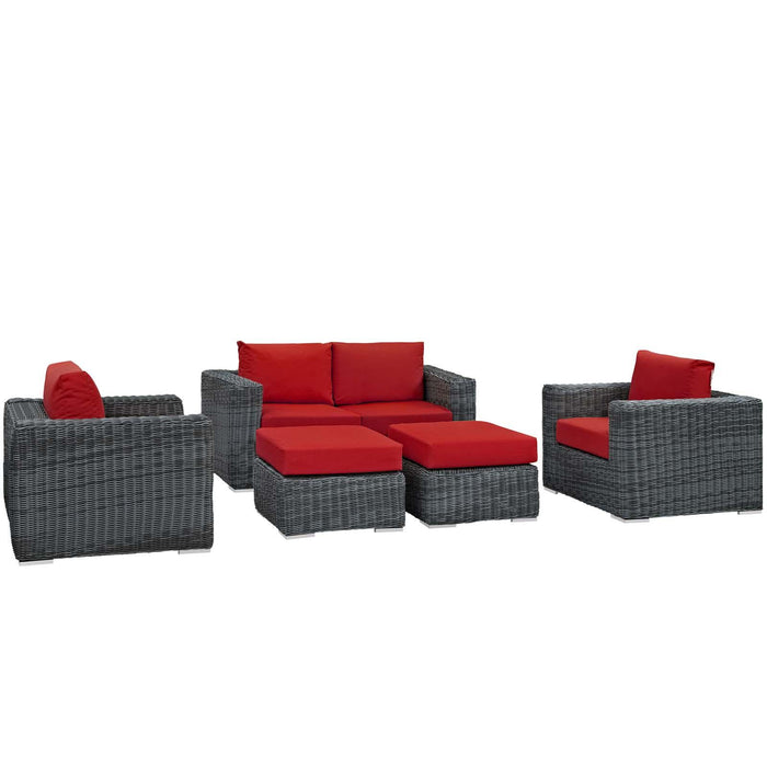 Summon 5 Piece Outdoor Patio Sunbrella� Sectional Set