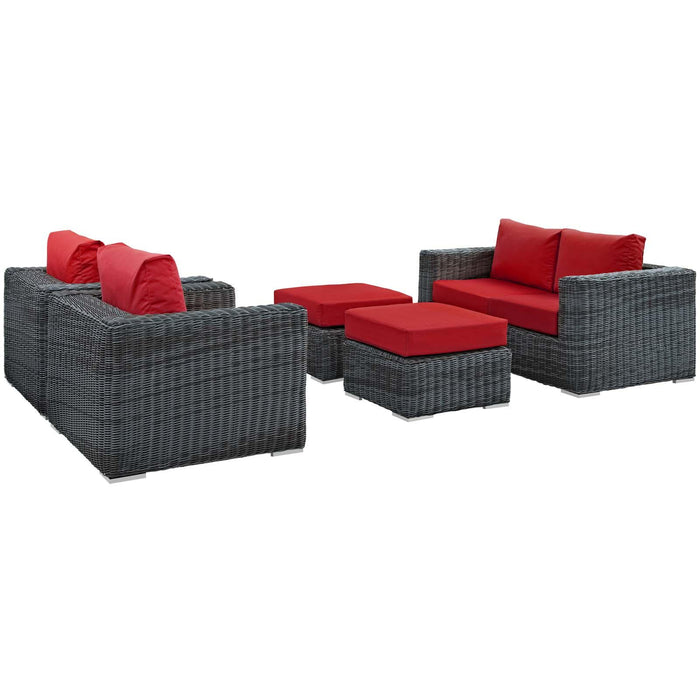 Summon 5 Piece Outdoor Patio Sunbrella� Sectional Set