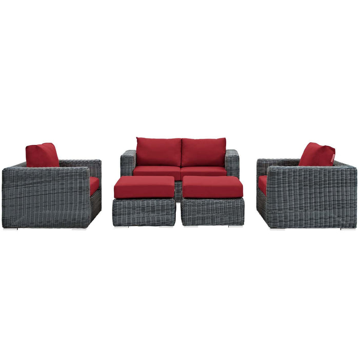 Summon 5 Piece Outdoor Patio Sunbrella� Sectional Set