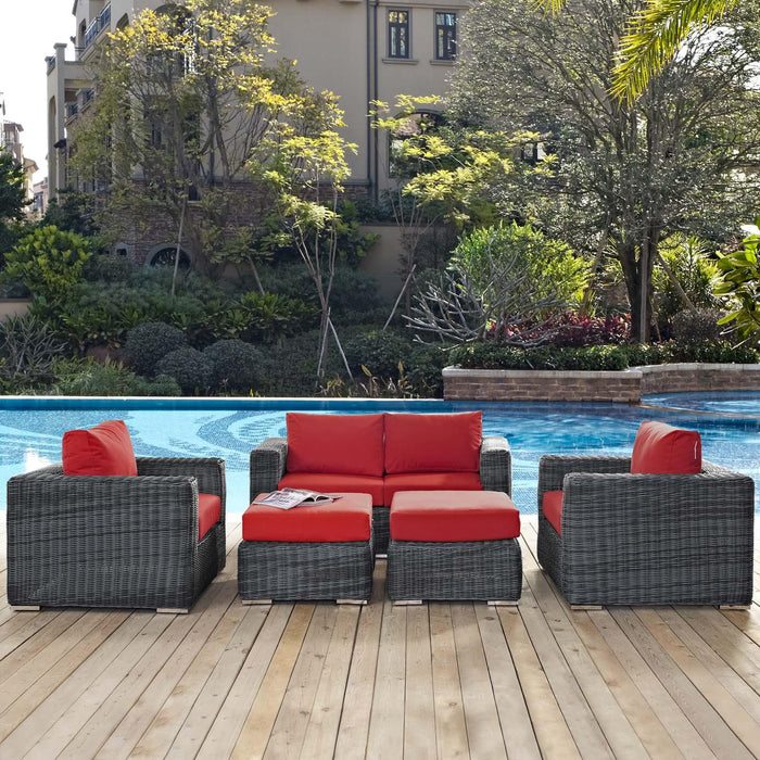 Summon 5 Piece Outdoor Patio Sunbrella� Sectional Set