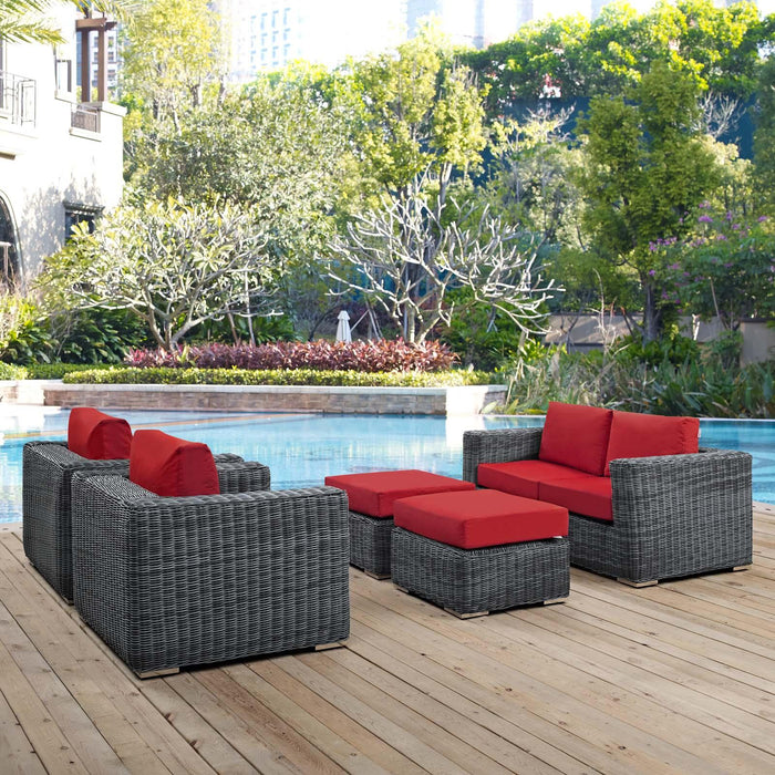 Summon 5 Piece Outdoor Patio Sunbrella� Sectional Set