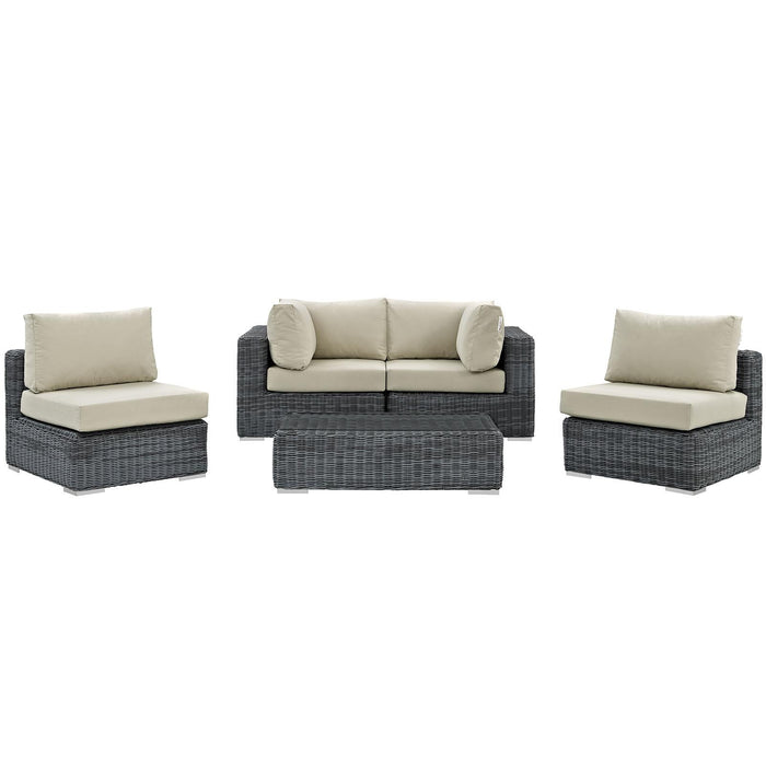 Summon 5 Piece Outdoor Patio Sunbrella� Sectional Set