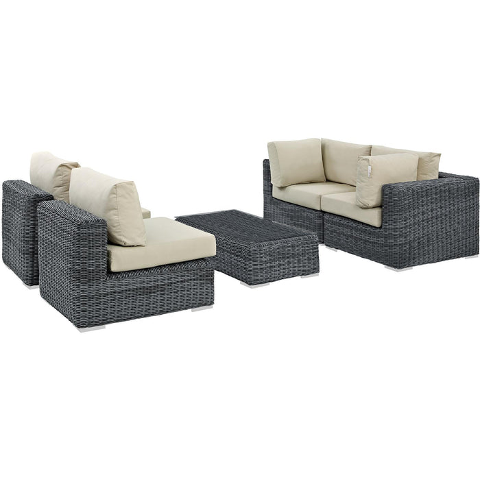 Summon 5 Piece Outdoor Patio Sunbrella� Sectional Set