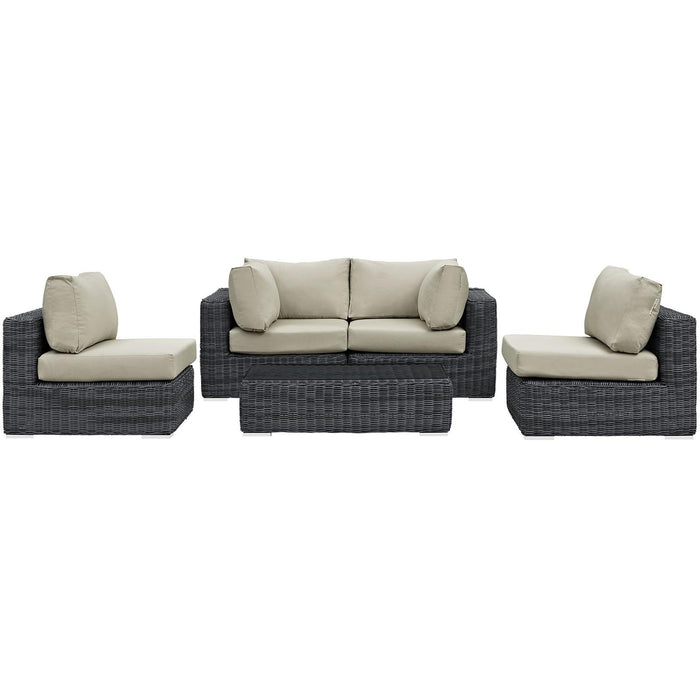 Summon 5 Piece Outdoor Patio Sunbrella� Sectional Set