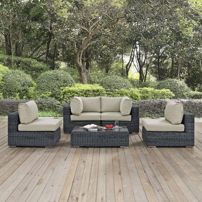 Summon 5 Piece Outdoor Patio Sunbrella� Sectional Set