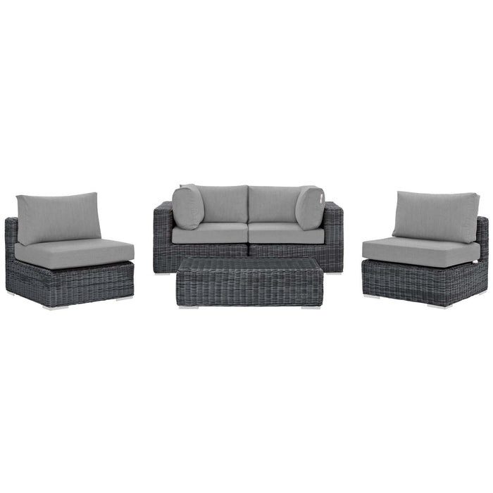 Summon 5 Piece Outdoor Patio Sunbrella� Sectional Set