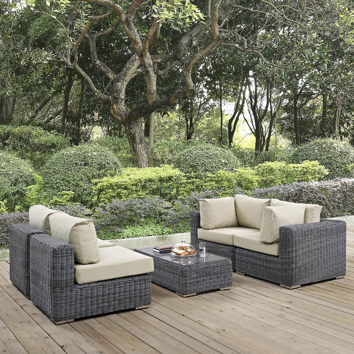 Summon 5 Piece Outdoor Patio Sunbrella� Sectional Set