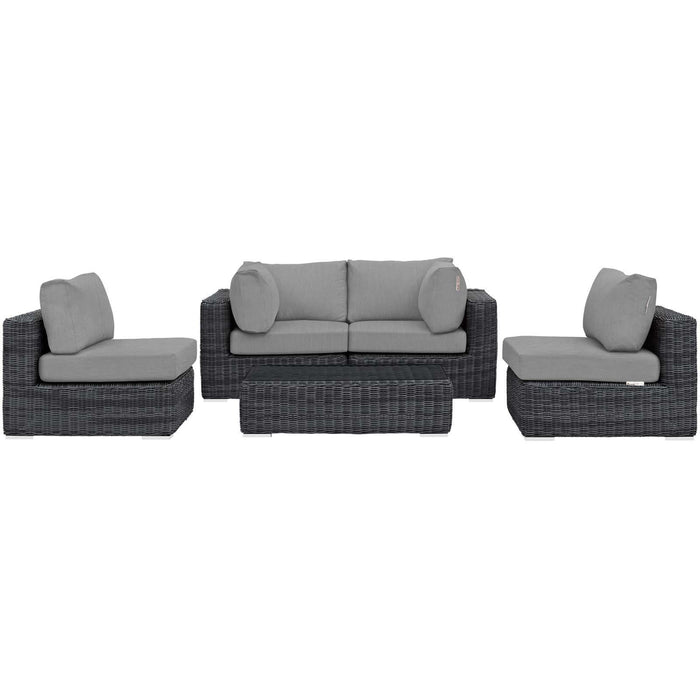 Summon 5 Piece Outdoor Patio Sunbrella� Sectional Set