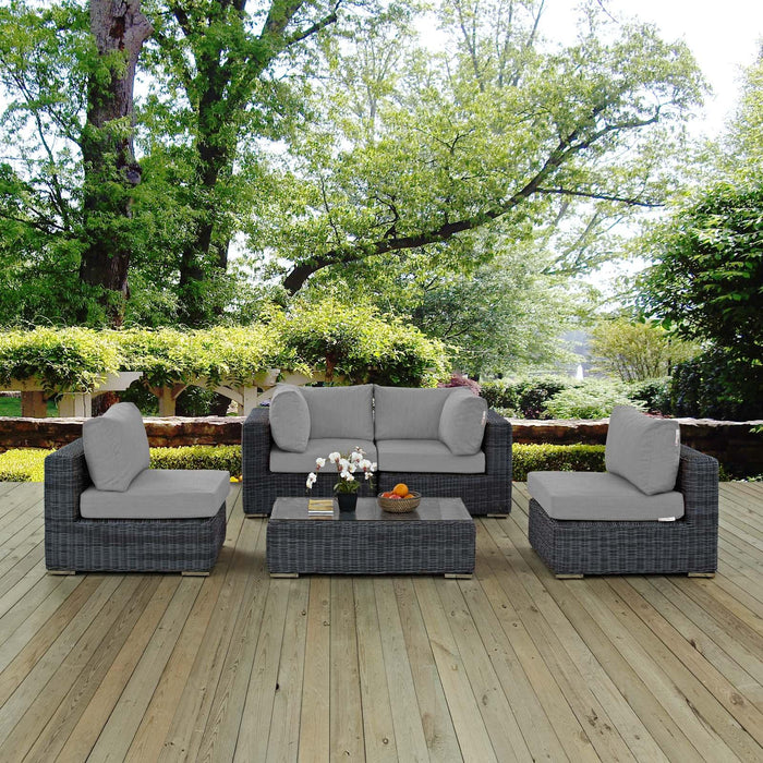 Summon 5 Piece Outdoor Patio Sunbrella� Sectional Set