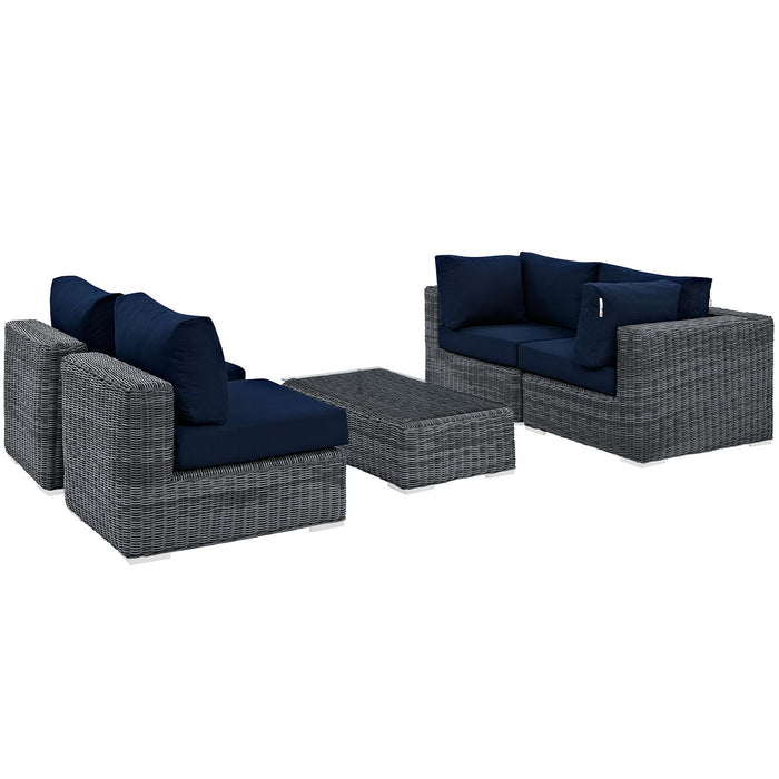 Summon 5 Piece Outdoor Patio Sunbrella� Sectional Set