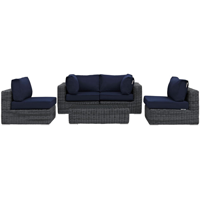 Summon 5 Piece Outdoor Patio Sunbrella� Sectional Set