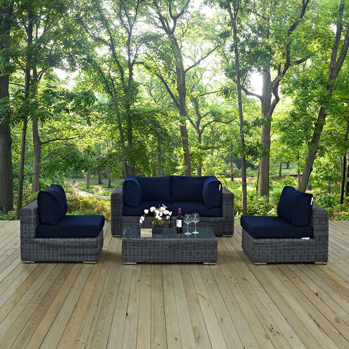 Summon 5 Piece Outdoor Patio Sunbrella� Sectional Set