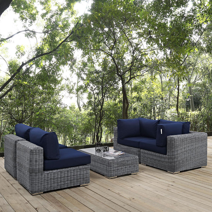 Summon 5 Piece Outdoor Patio Sunbrella� Sectional Set